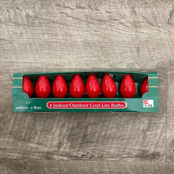 NOS new in original box 8 vintage red C7 cool lite replacement Christmas Bulbs