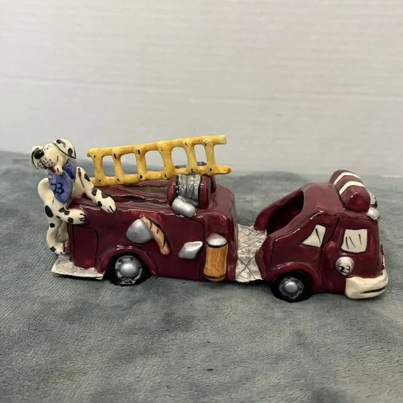 Blue Sky Clayworks Heather Goldminc-Heroes Brigade Firetruck W/ Dalmatian READ