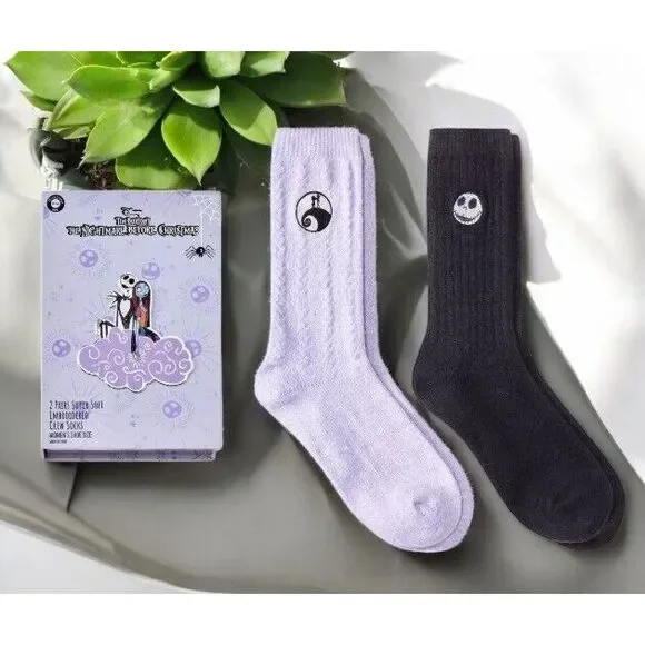 Women's 2pk Nightmare Before Christmas Pop-Up Storybook Supersoft Socks, 4-10