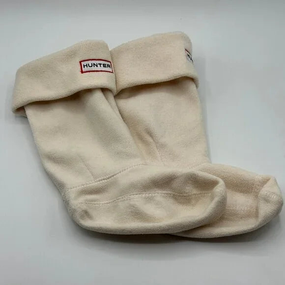 Hunter Kids Fleece Boot Socks in Ivory Kids 11-13