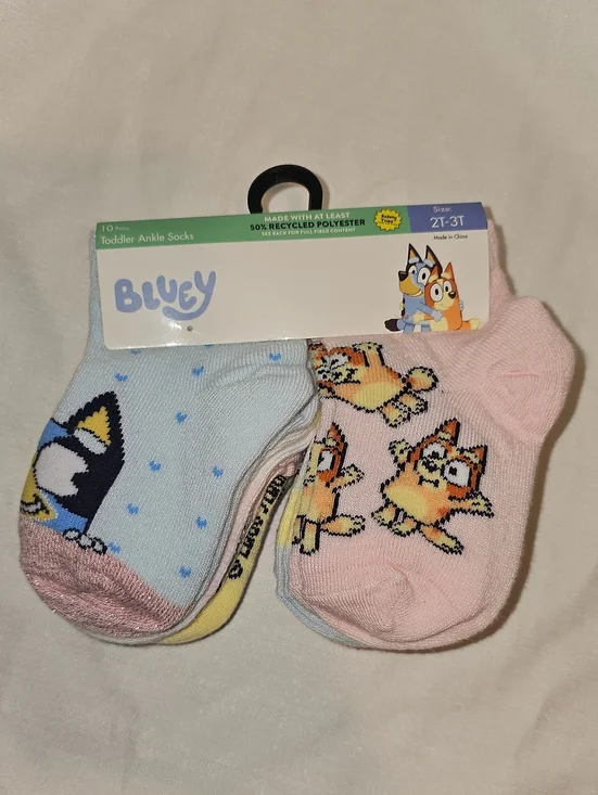 Bluey Toddler Size 2T-3T Ankle Socks 10 Pairs Multicolor New