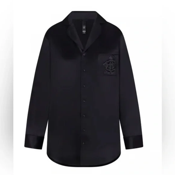 🗺️⁀જ✈︎ SKIMS Hotel Collection Satin Pajama Top | Black |