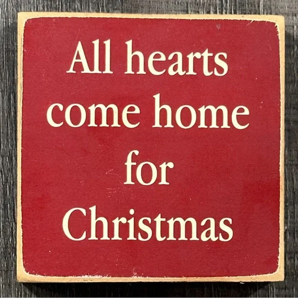 💞 “All Hearts Come Home For Christmas” Wood Block Sign