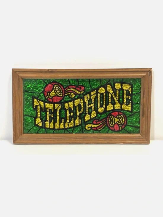 ✨Vintage Telephone Faux Stained Glass Sign✨