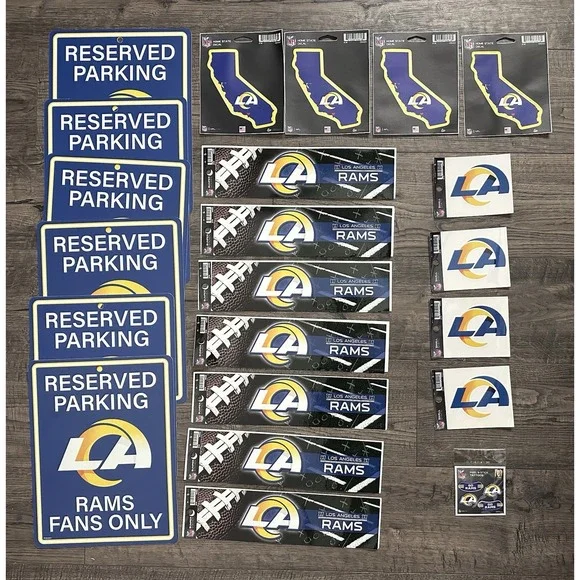 Los Angeles LA Rams Reserved Parking Sign NFL Man Cave Garage Decor Bundle Lot‎