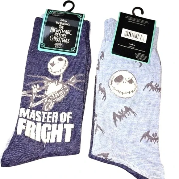 Disney Nightmare Before Christmas‎ Jack Skellington Crew Socks 2 Pair Kids 4-10