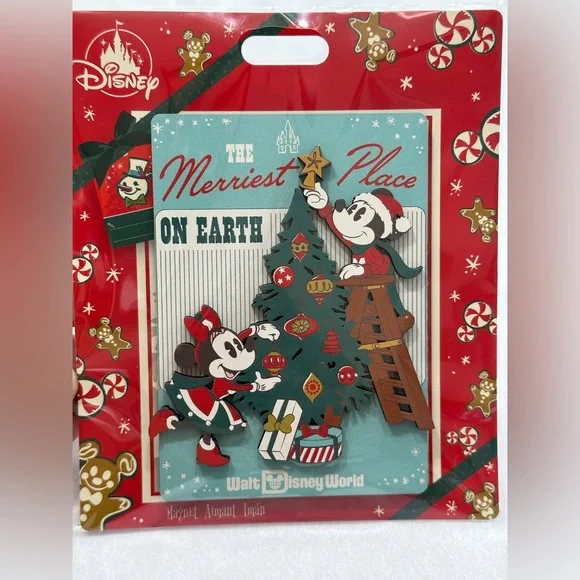 NWT Disney Parks Christmas Holiday Magnet The Merriest Place‎ on Earth