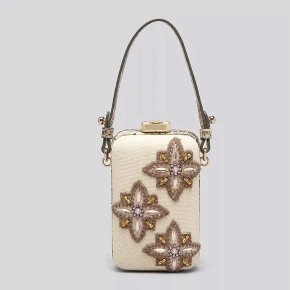 Tory Burch Jardin Canvas Minaudiere Clutch