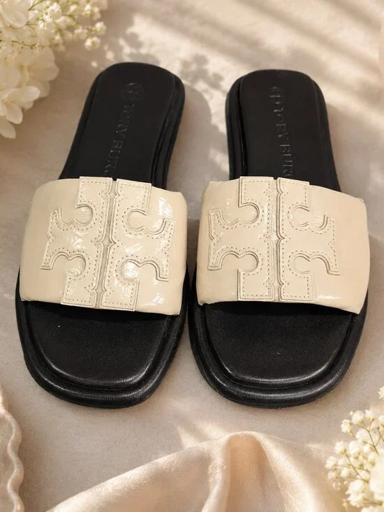 Tory Burch Double T Sport Slide Cream/Gold