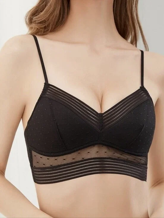 Low Back Backless Wireless Lace U Bra Black Size L NWOT