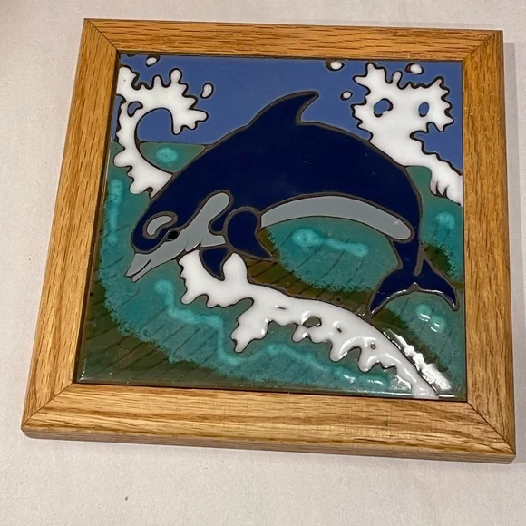 Dolphin - Hand Painted Art Tile