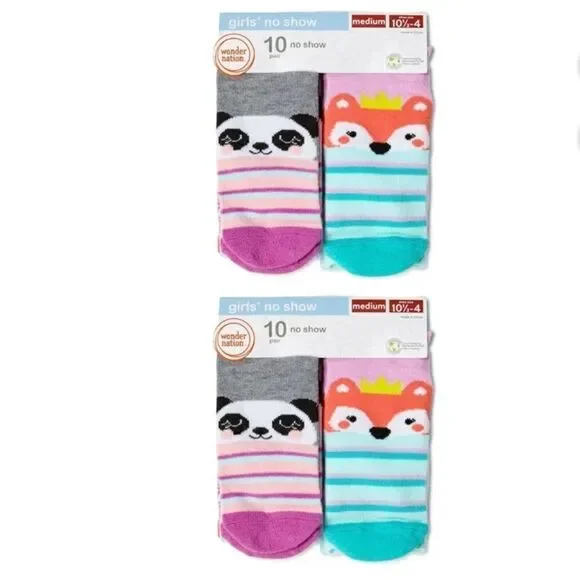 🔥20 Wonder Nation Girls No Show Socks, 20-Pack, Sizes Small KIDS