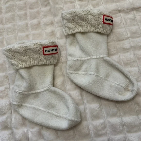 Hunter Youth Small Ivory Cable Knit Fleece Boot Socks ~ Base Layer Inserts