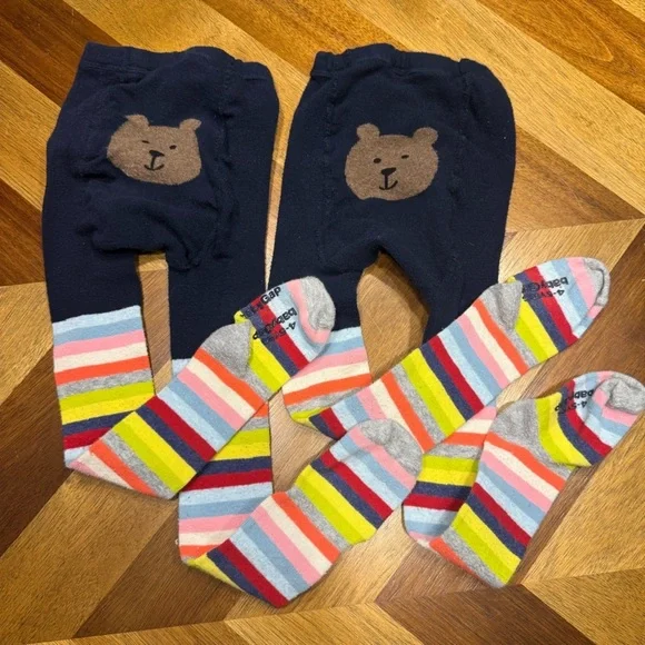 Baby Gap Striped and Bear Design Baby Tights flaw