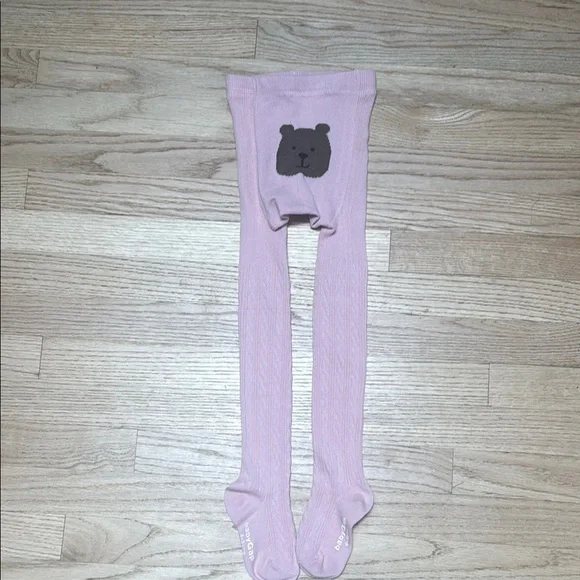 Baby Gap Tights Bear Face Bottom Pink