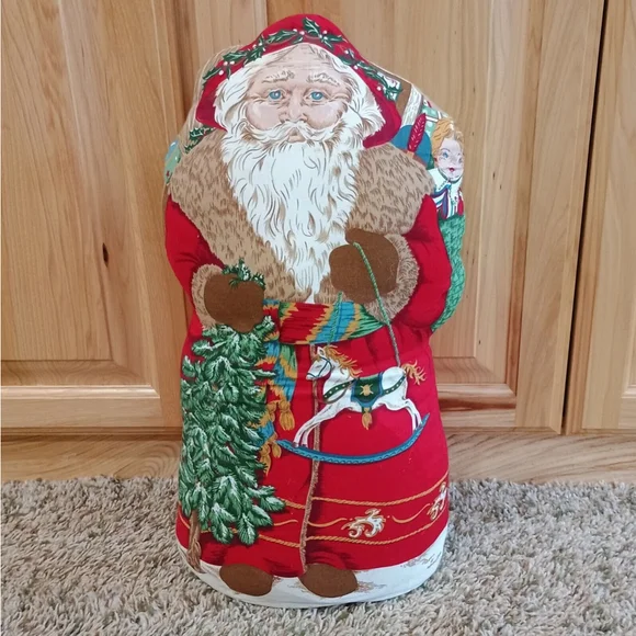 Vintage Handmade Fabric Father Christmas Stuffed Door Stop Santa Claus 18