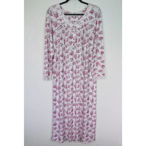 Eileen West Nightgown Womens Medium Ditzy Floral Long Sleeve Sweater Knit Dress