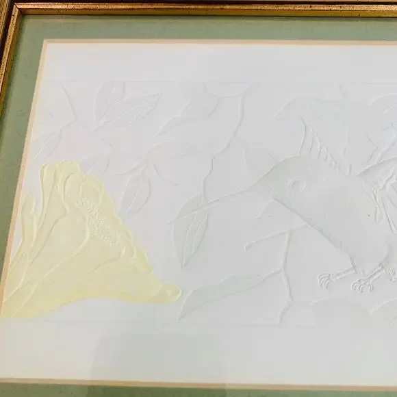 Vintage Hummingbird Relief Paper Art