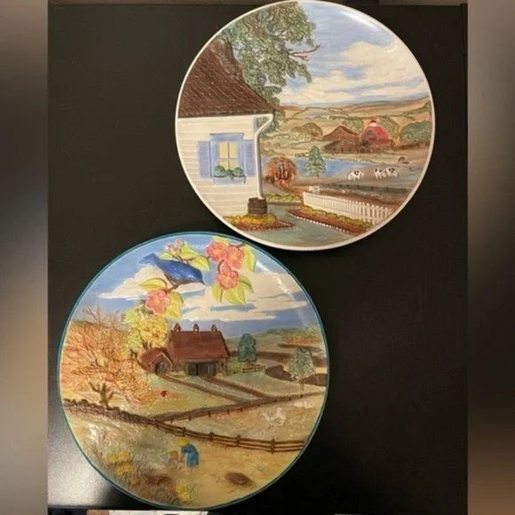 Vintage 1980 Byron Molds Wall Decor Ceramic Hand Painted