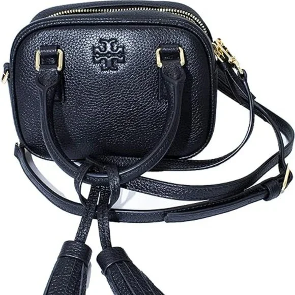 NEW! Tory Burch 74066 Black Thea Mini‎ Gold Hardware Women's Satchel