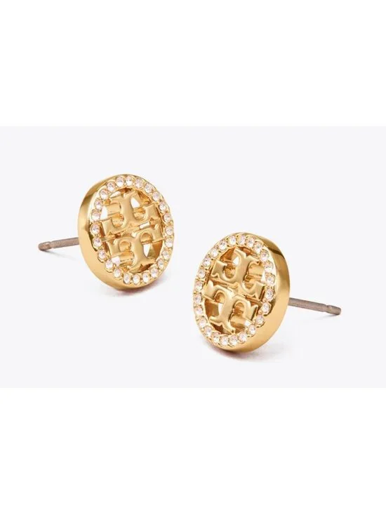 Tory Burch Gold Miller Pave Logo Studs
