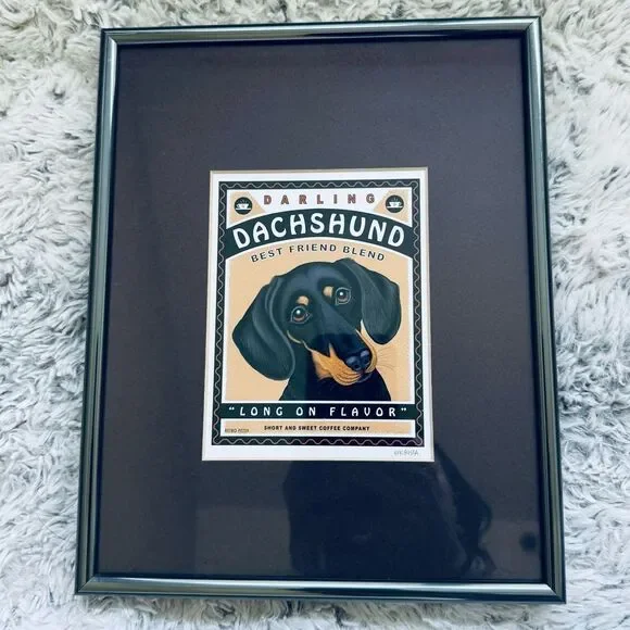 Darling Dachshund Coffee Bar Dog Poster Wall Art Decor Sign