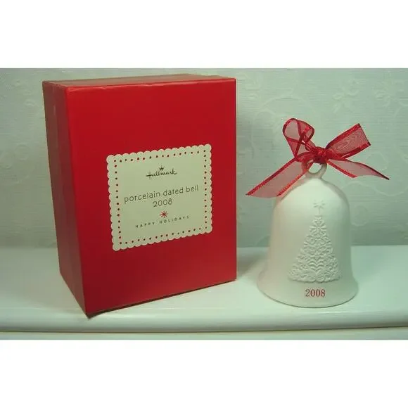 HALLMARK WHITE PORCELAIN BELL FROM 2008-WITH BOX