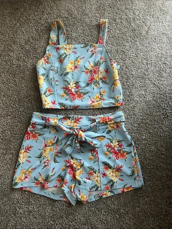 Light Blue Floral Matching Set