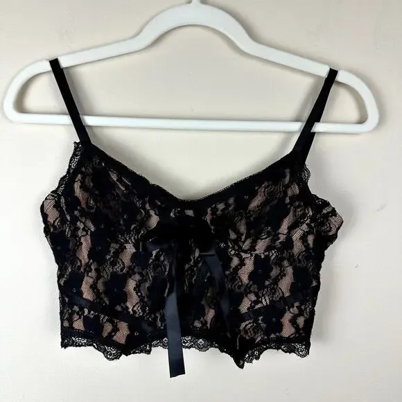 Women's Black Lace Bustier Corset Crop Top Bralette Fairy Grunge Whimsigoth S
