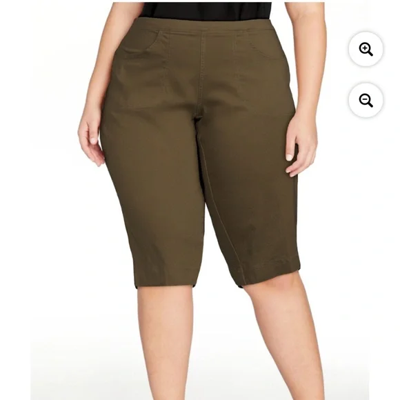 Just My Size Women’s Plus Size Pull On Stretch Olive Capris Size 3X NEW