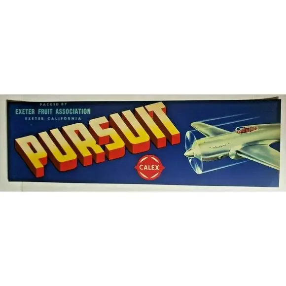 Vintage Pursuit Original 1940s Exeter CA Paul Dobson Crate Label Calex Z-2
