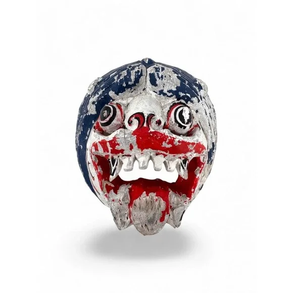 Vintage Hand Carved Wood Asian Dance Drama Mask Folk Art Painted Wall Mask 6