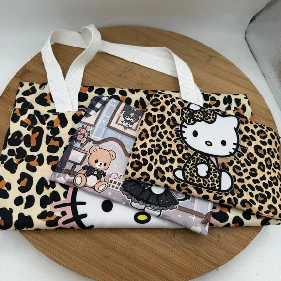 Hello Kitty Animal Print Tote‎ Bag & Kuromi Pouch /hello Kitty Leopard Cheetah