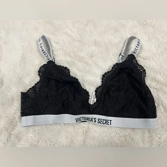 Victoria's Secret Black Lace Bralette with Gray Band