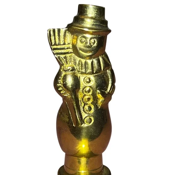Vintage Brass Snowman Wall‎ Hook Hanger | Mid-Century Xmas Decor | 6.5