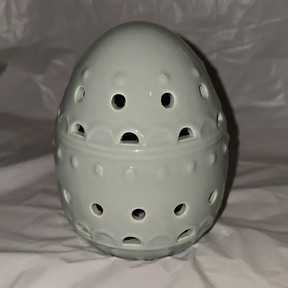 Elegant Blue Ceramic LED Egg