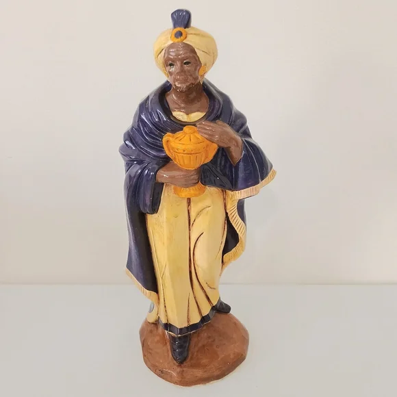 Vintage Hand Painted Chalkware Standing Wiseman Figure Nativity Replacement 13