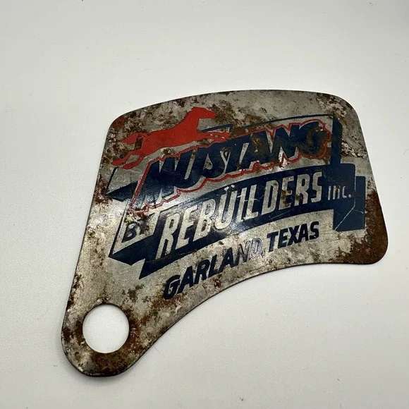 VTG Mustang By Rebuilders Inc. Garland Texas Metal Sign Cars Engine‎ 4.5