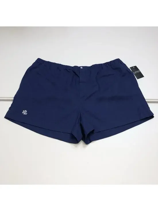 Lauren Ralph Lauren Women's Size L Linen Blend Navy Sleep Pajama Shorts NEW