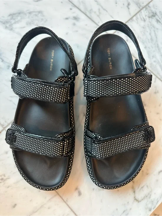 Tory Burch Black Studded Double-Strap Sport Sandals