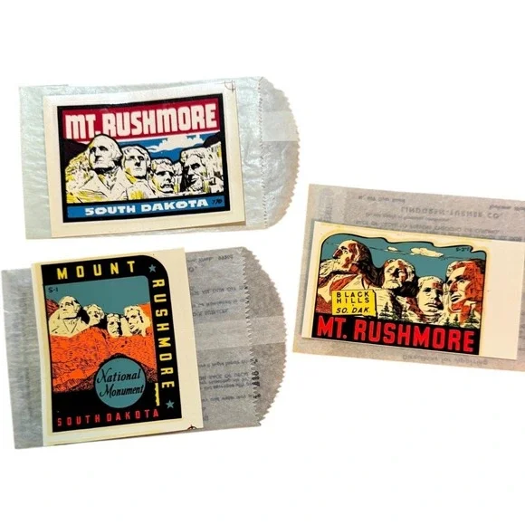 Vintage 1970s Mt Rushmore Window Decals Lot Black Hills South Dakota NOS 3‎