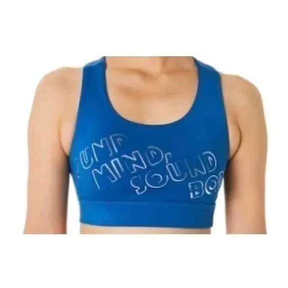 Asics Women's Blue & Silver Poly /Spandex Sports Bra NEW NWT sz L fits like a M