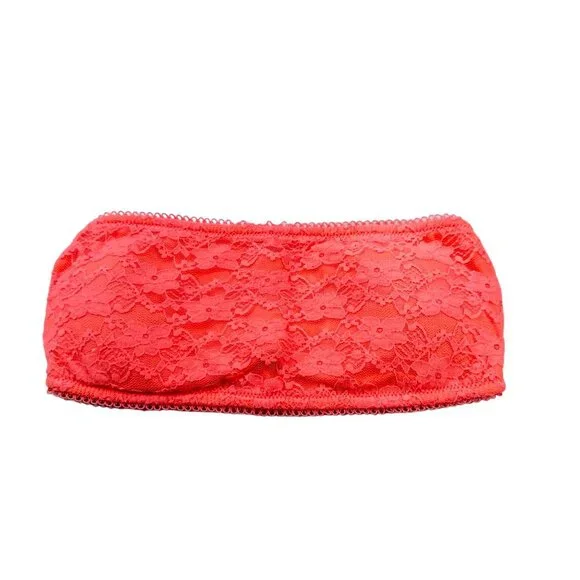 Unbranded Women's Size Medium/Large Bandeau Bra Removable Padding Coral Preowned
