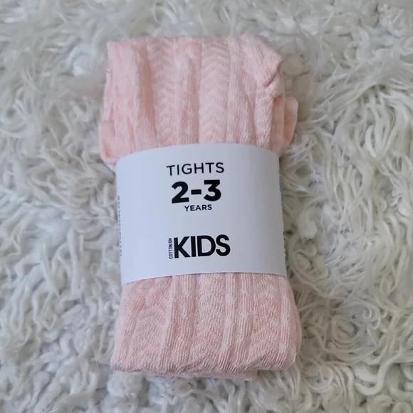 Kids Cotton Cable Knit Tights - Blush Marble