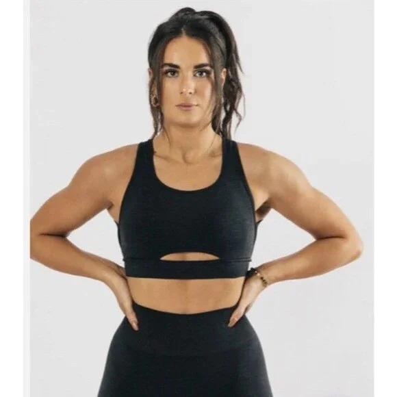 Alphalete Trinity Sports Bra Charcoal Grey Sz XL Running Workout