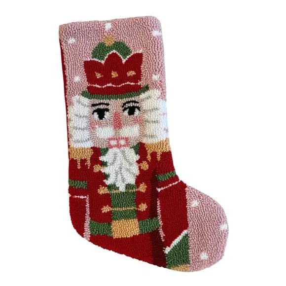 Peking Handicraft NUTCRACKER Hook Stocking 20in Pink Christmas Holiday Decor NEW