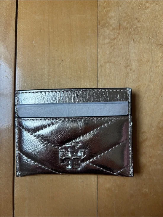 Tory Burch Metallic Quilted Card Case - Silver