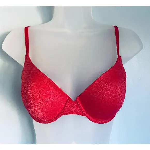 Victoria's Secret Bra Red Semi Demi 32D
