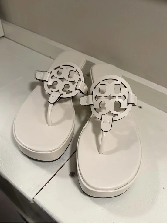 Tory Burch White Miller Platform Sandals