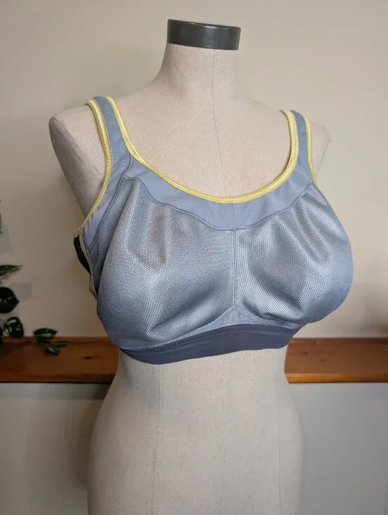 Anita Active Silver Grey Yellow High Impact Wireless Sports Bra 46D Max Support